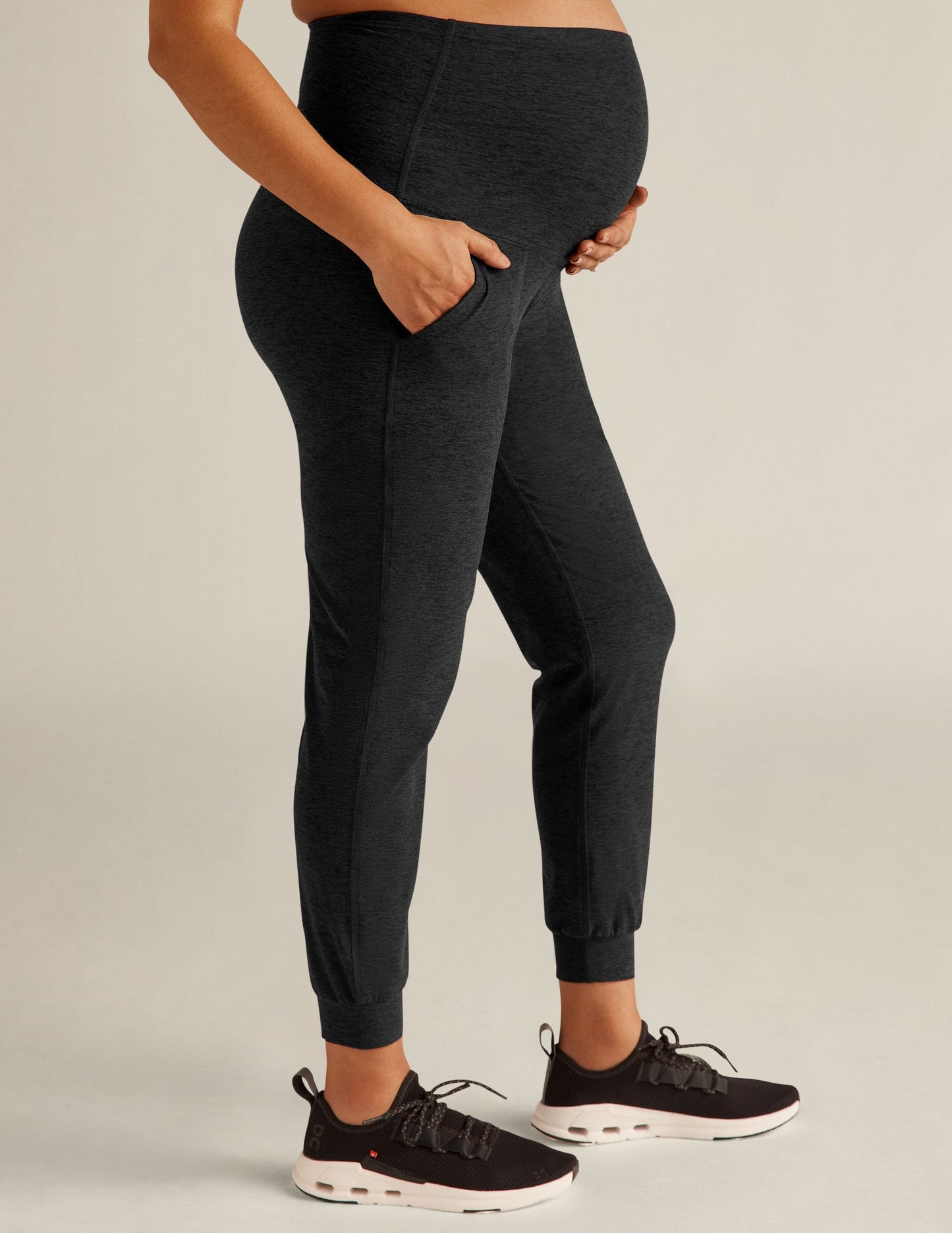 Beyond Yoga Maternity High Waisted Spacedye Jogger - Darkest Night