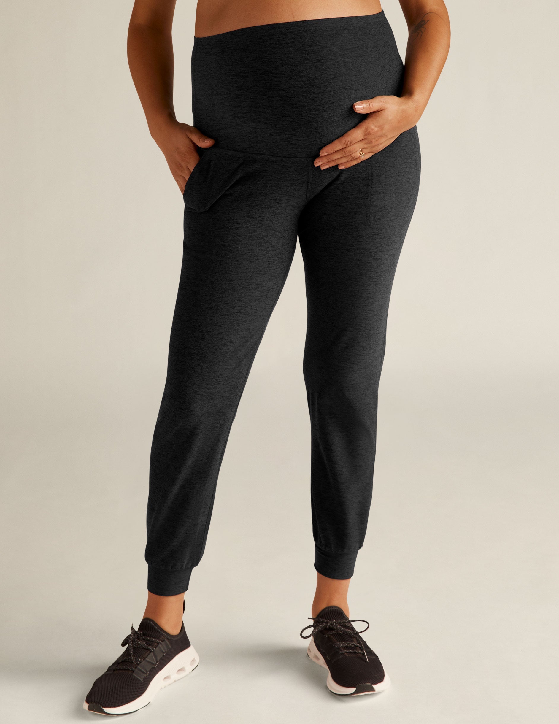 Beyond Yoga Maternity High Waisted Spacedye Jogger - Darkest Night