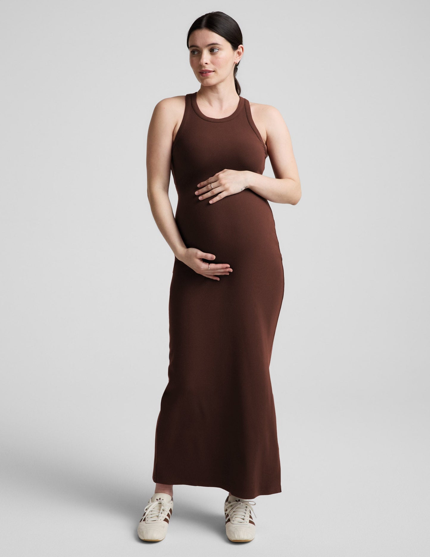 Beyond Yoga Ribbed High Neck Maxi Dress