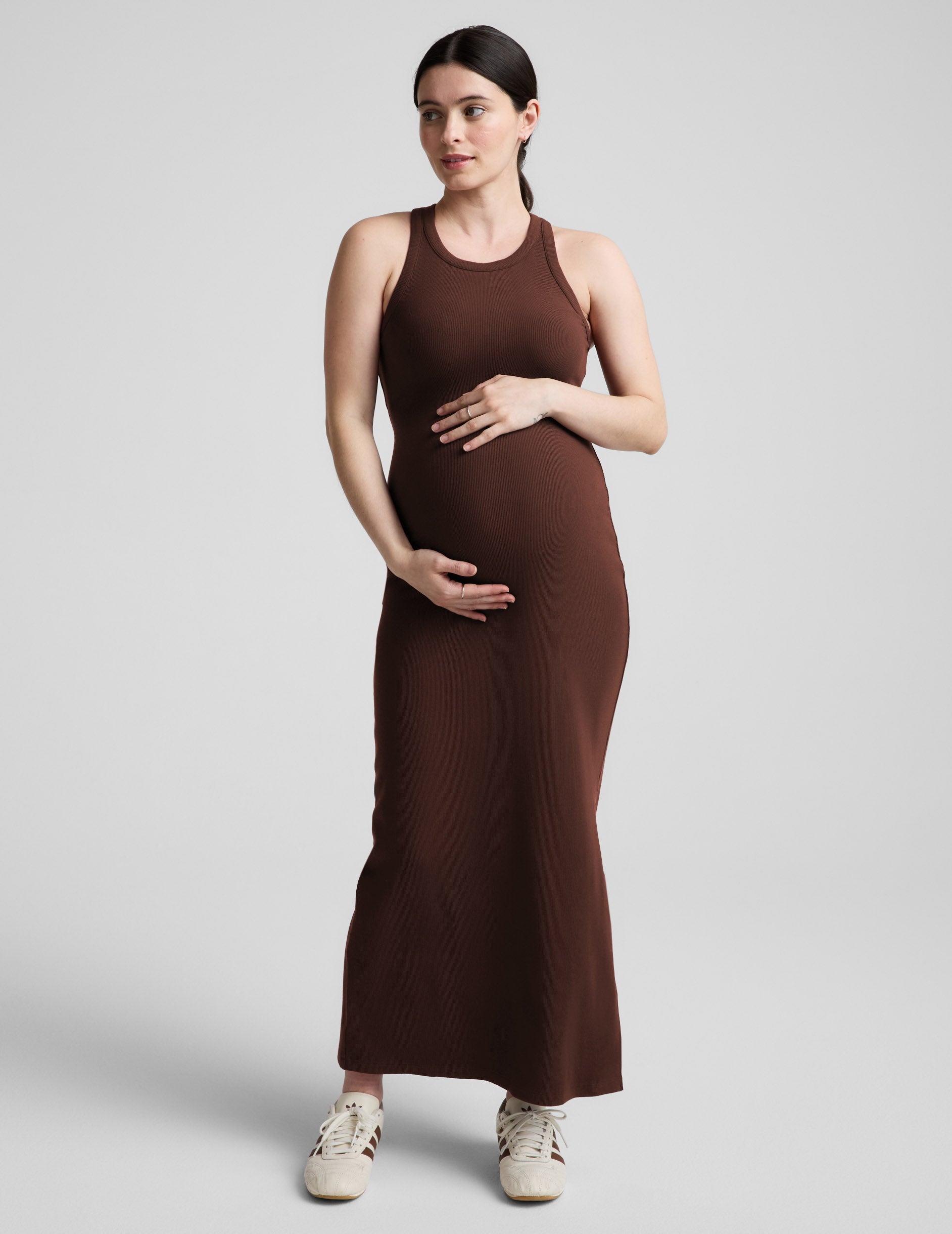 Beyond Yoga Ribbed High Neck Maxi Dress