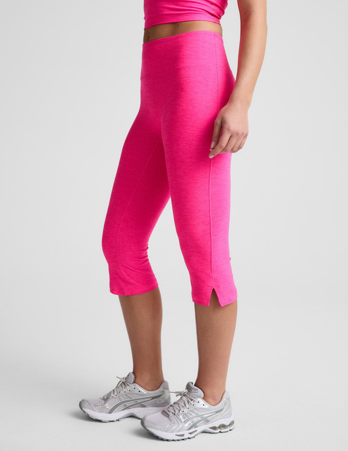 Beyond Yoga Mid-Rise Slit Spacedye Pedal Pusher Legging - Pink Glow