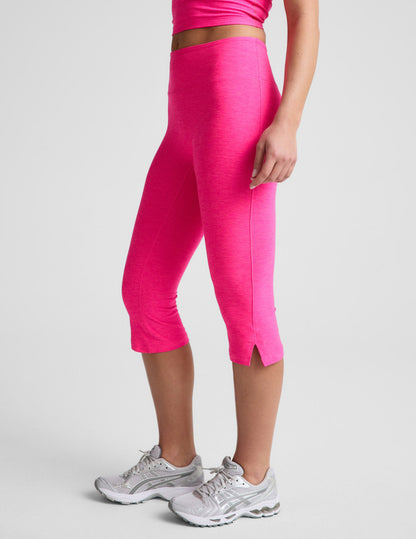Beyond Yoga Mid-Rise Slit Spacedye Pedal Pusher Legging - Pink Glow