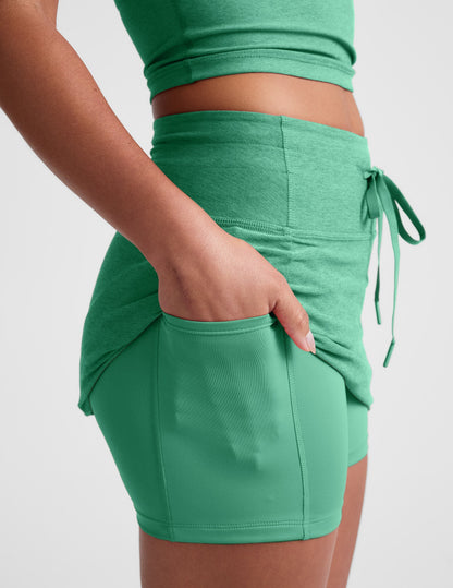 Beyond Yoga Mini A-Line Spacedye Skirt - Bright Emerald Heather