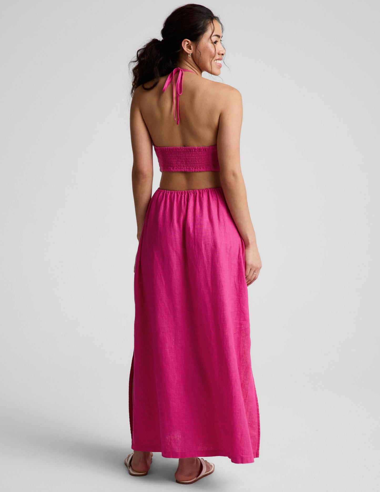 Beyond Yoga SoftWash Linen Halter Dress