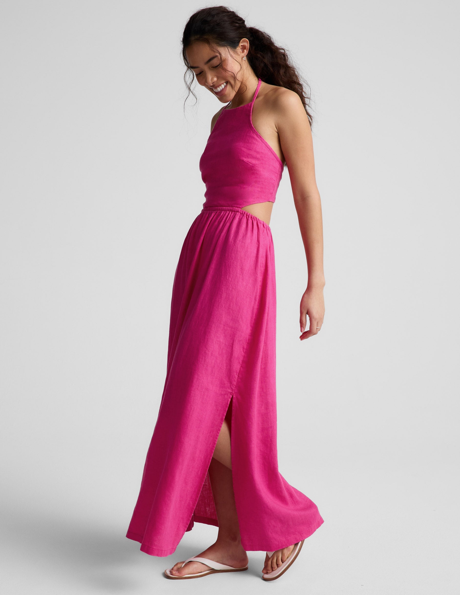 Beyond Yoga SoftWash Linen Halter Dress