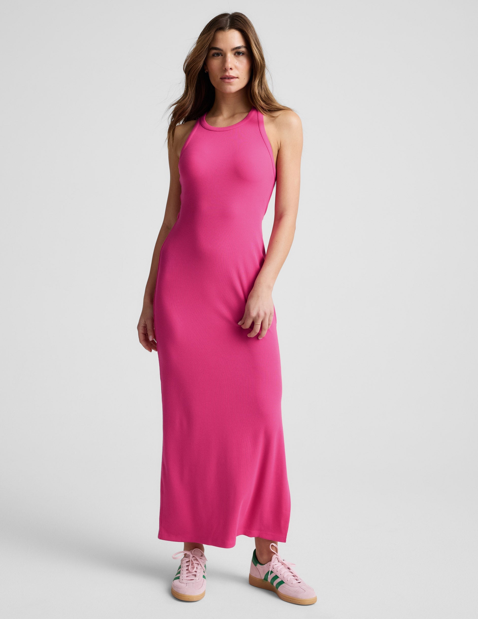 Beyond Yoga Ribbed High Neck Maxi Dress
