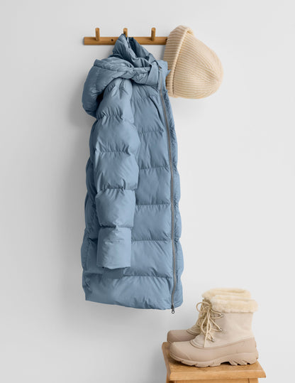 Beyond Yoga Warm Up Hooded Mid Length Puffer Jacket