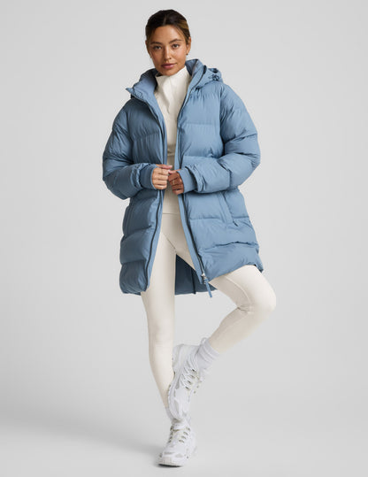 Beyond Yoga Warm Up Hooded Mid Length Puffer Jacket