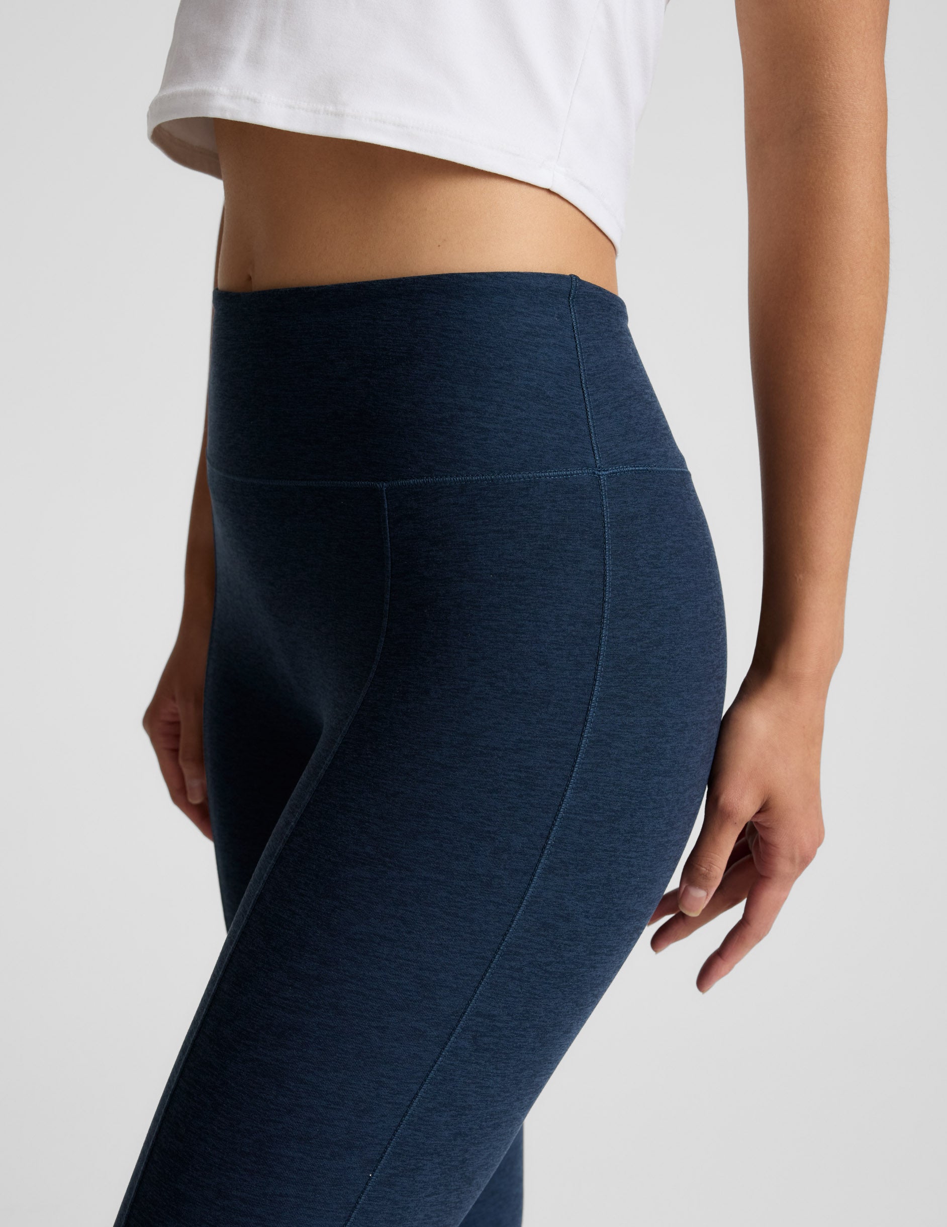 Beyond Yoga High Waisted Pintuck Kick Flare Spacedye Pants - Navy