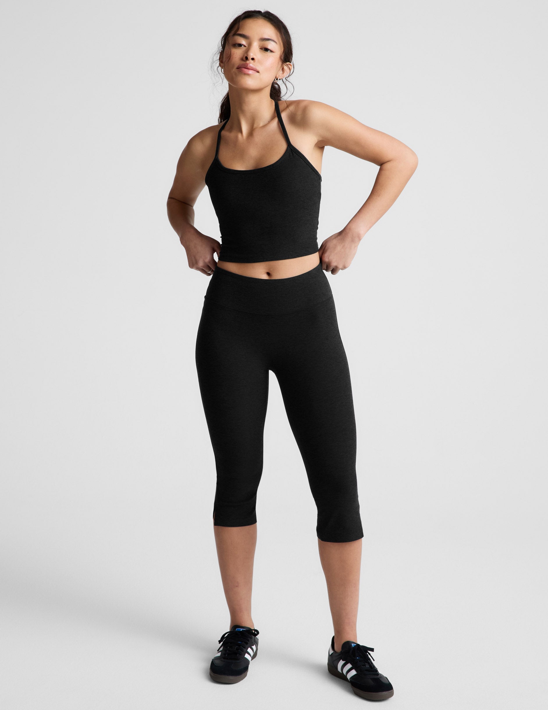 Beyond Yoga Mid-Rise Slit Pedal Pusher Spacedye Legging - Black