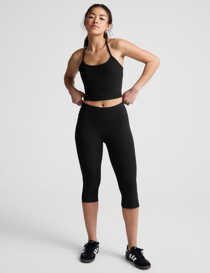 Beyond Yoga Mid-Rise Slit Pedal Pusher Spacedye Legging - Black