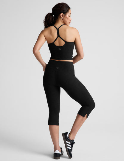 Beyond Yoga Mid-Rise Slit Pedal Pusher Spacedye Legging - Black