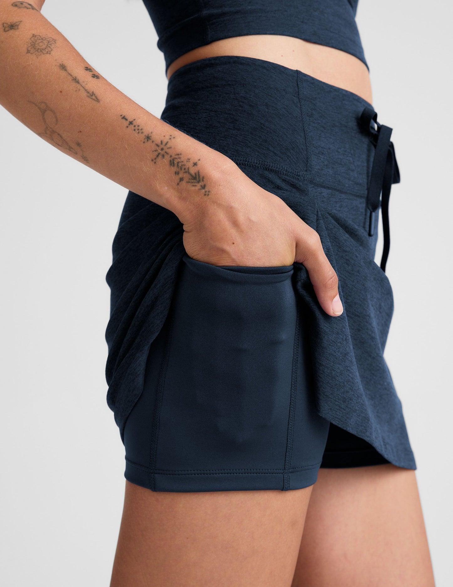 Beyond Yoga High Waisted A-Line Spacedye Skirt - Nocturnal Navy