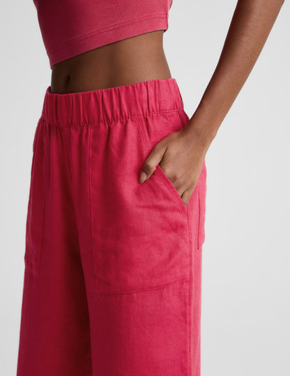 Beyond Yoga Women's Wide Leg SoftWash Linen Pant - Berry Red