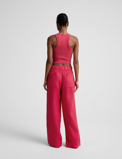 Beyond Yoga Women's Wide Leg SoftWash Linen Pant - Berry Red