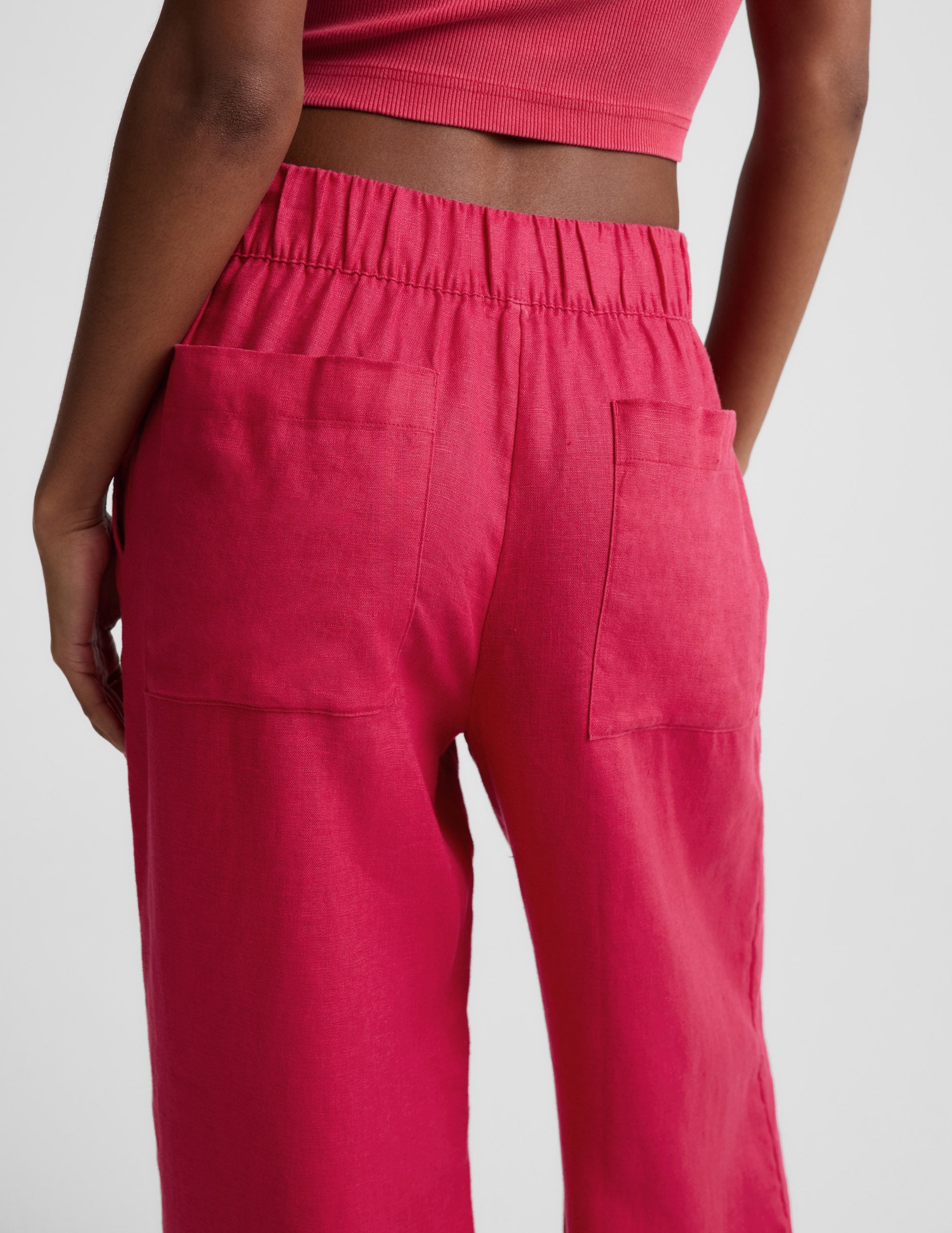 Beyond Yoga Women's Wide Leg SoftWash Linen Pant - Berry Red