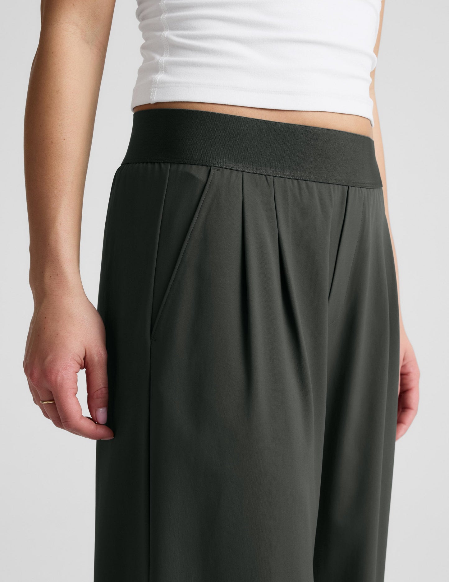 Beyond Yoga Wide Leg Elasticated Trouser Pants - Slate Green