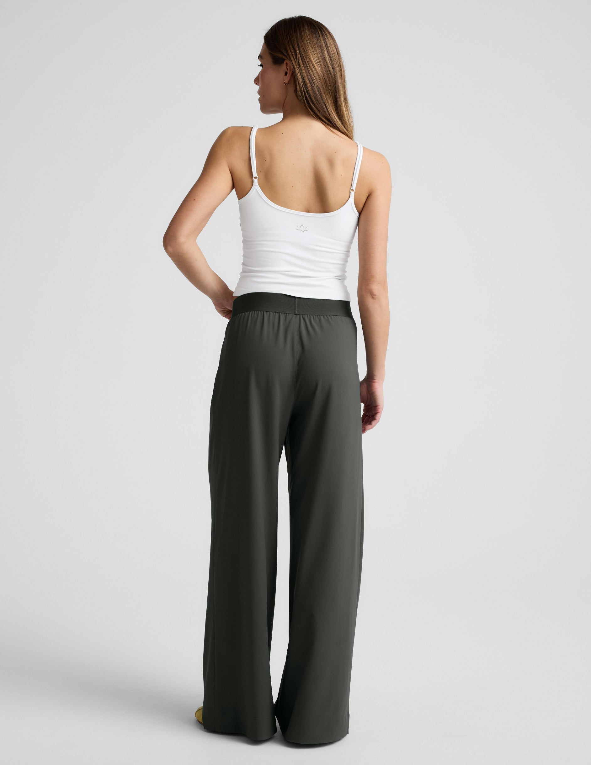 Beyond Yoga Wide Leg Elasticated Trouser Pants - Slate Green