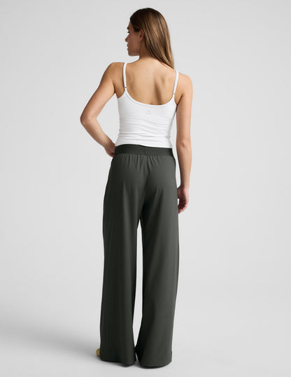 Beyond Yoga Wide Leg Elasticated Trouser Pants - Slate Green