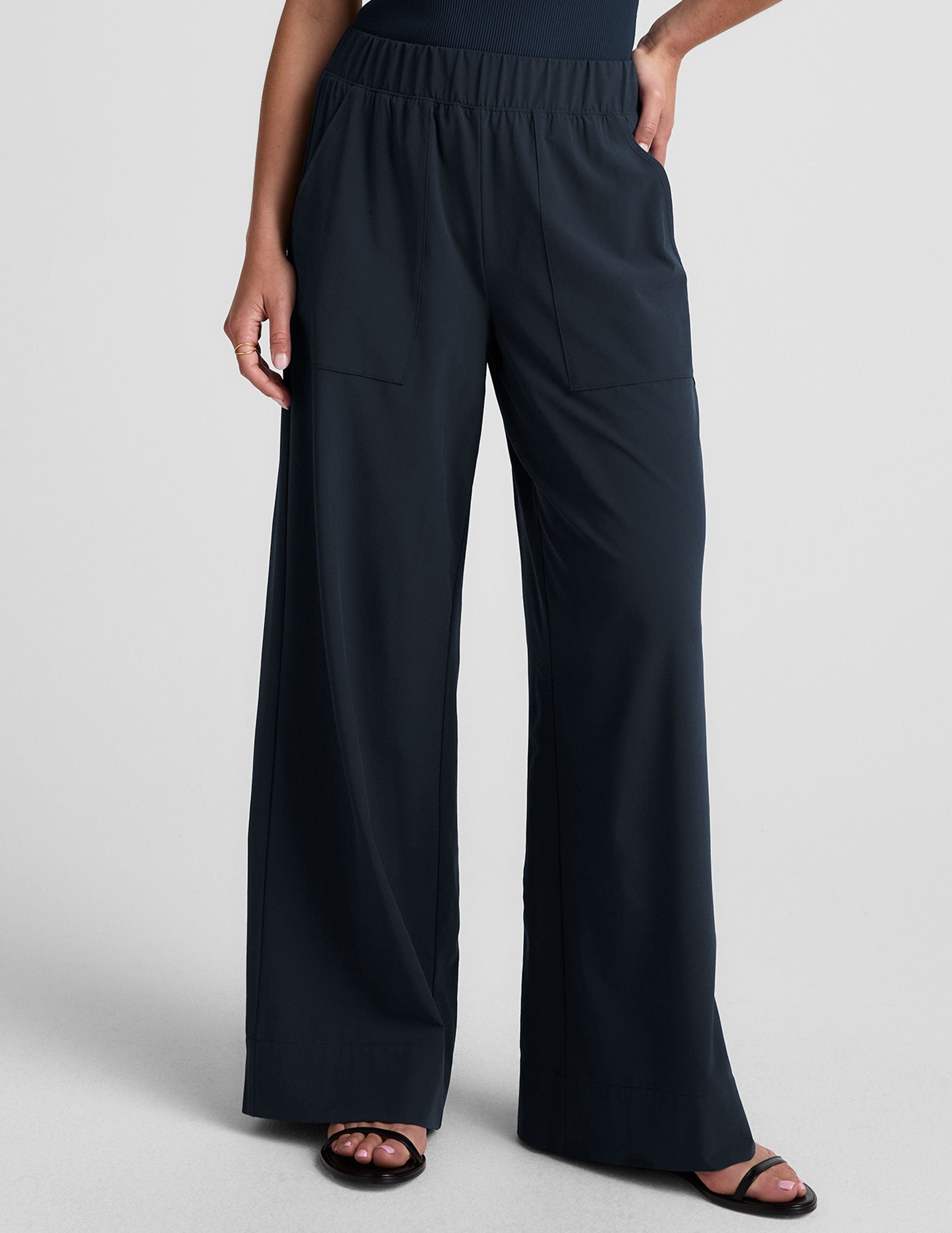 Beyond Yoga Wide Leg Stretch Woven Pants - Nocturnal Navy