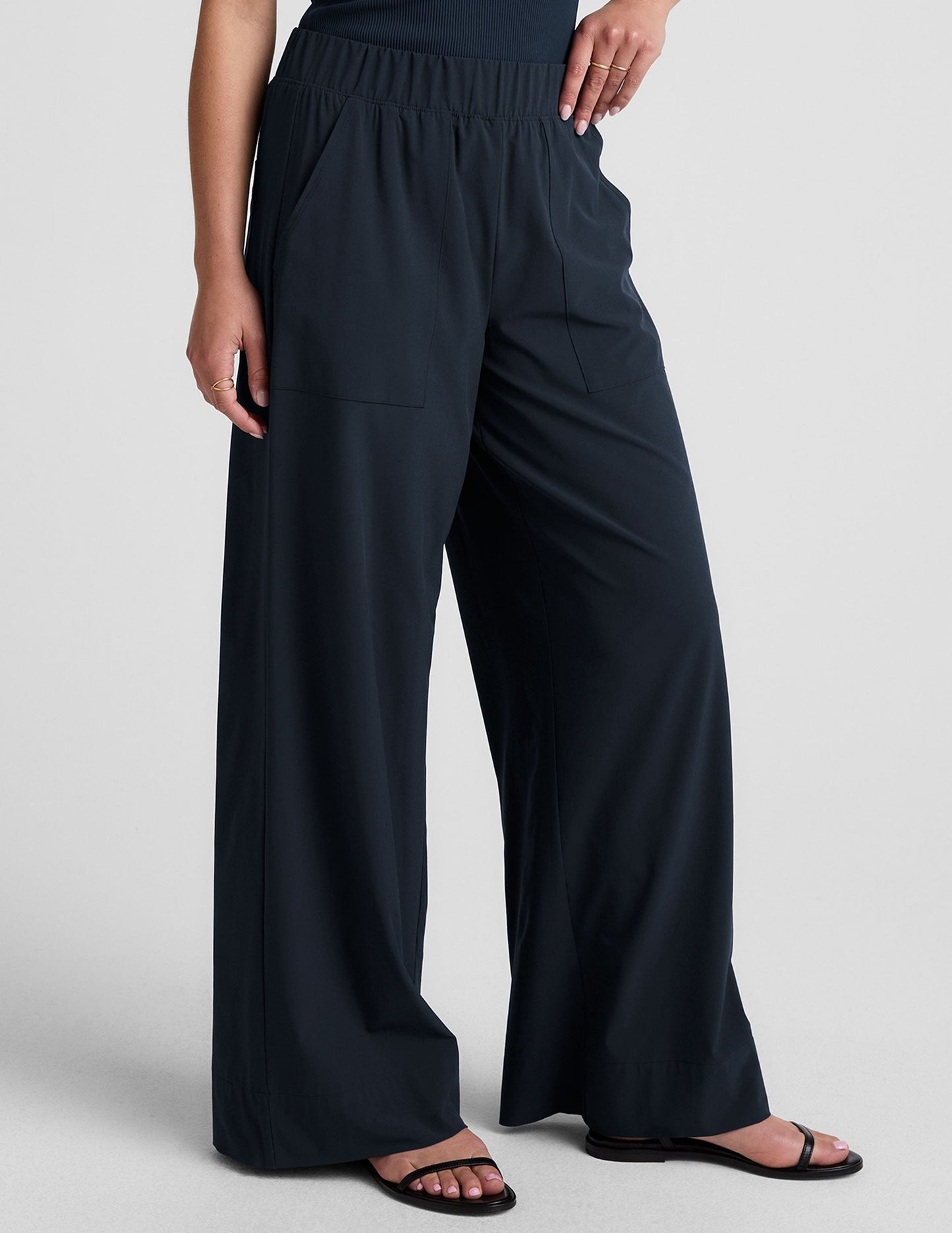 Beyond Yoga Wide Leg Stretch Woven Pants - Nocturnal Navy