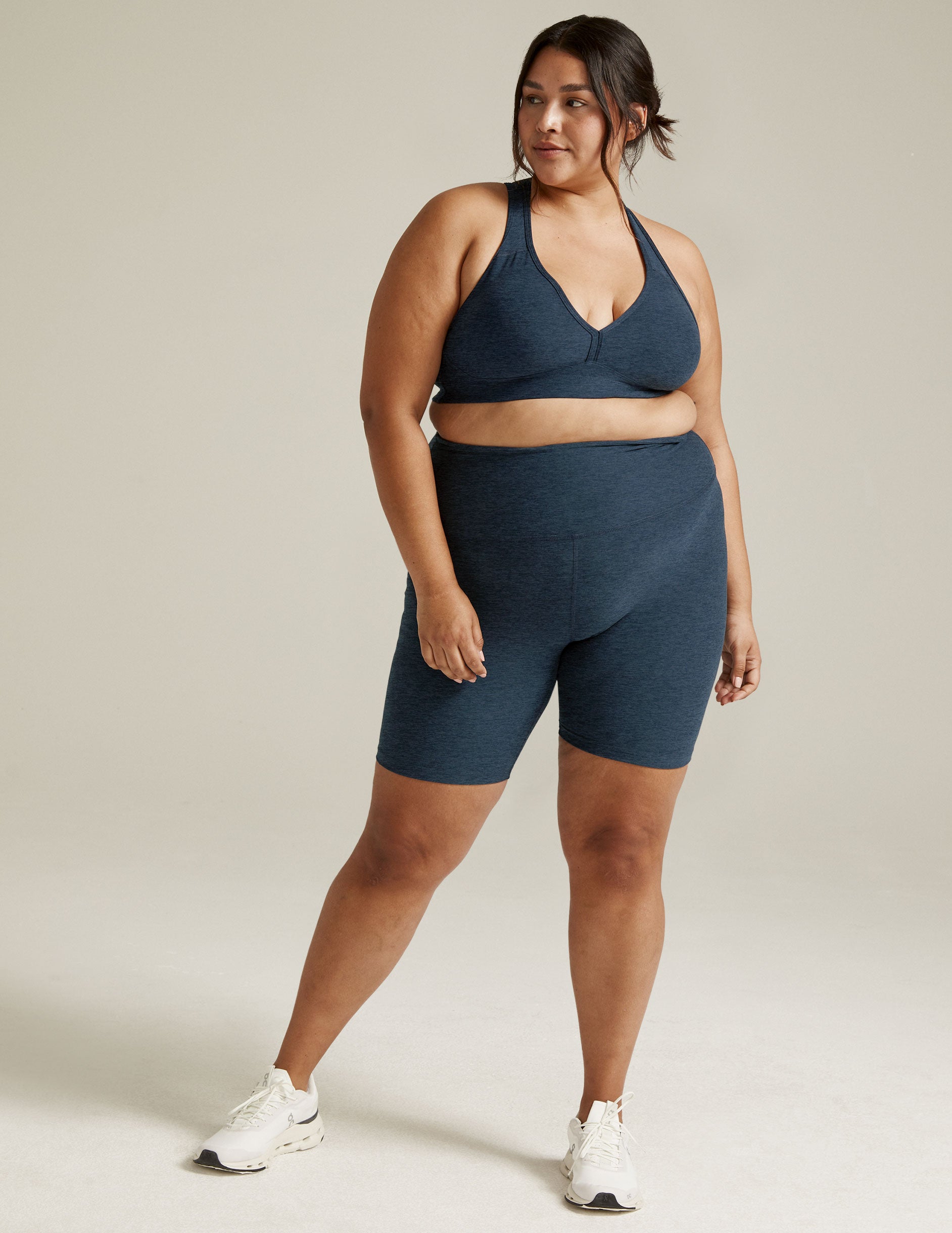 Beyond Yoga High Waisted 7" Spacedye Bike Shorts - Nocturnal Navy