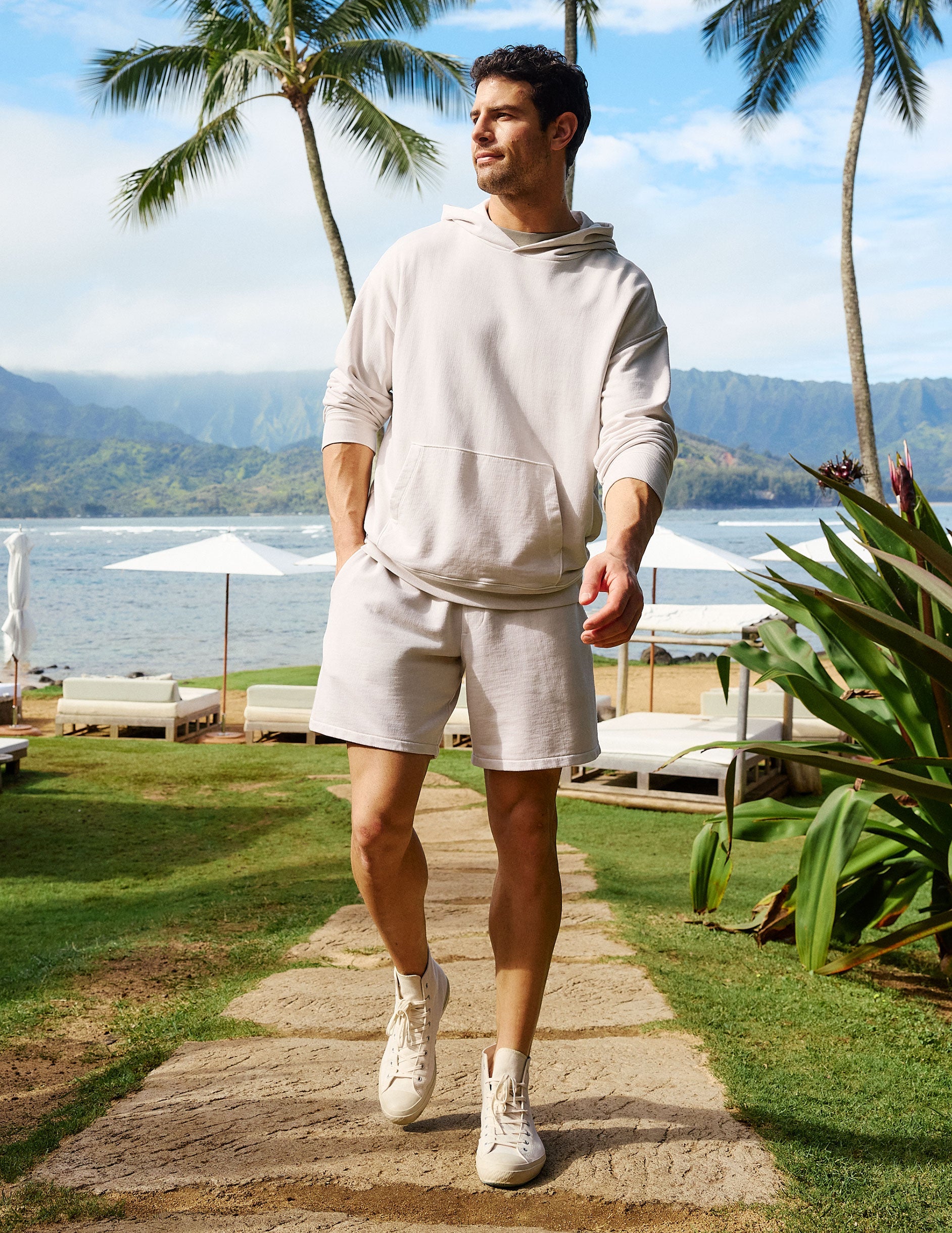 Beyond Yoga Men's Terry Shorts - Washed Vintage White