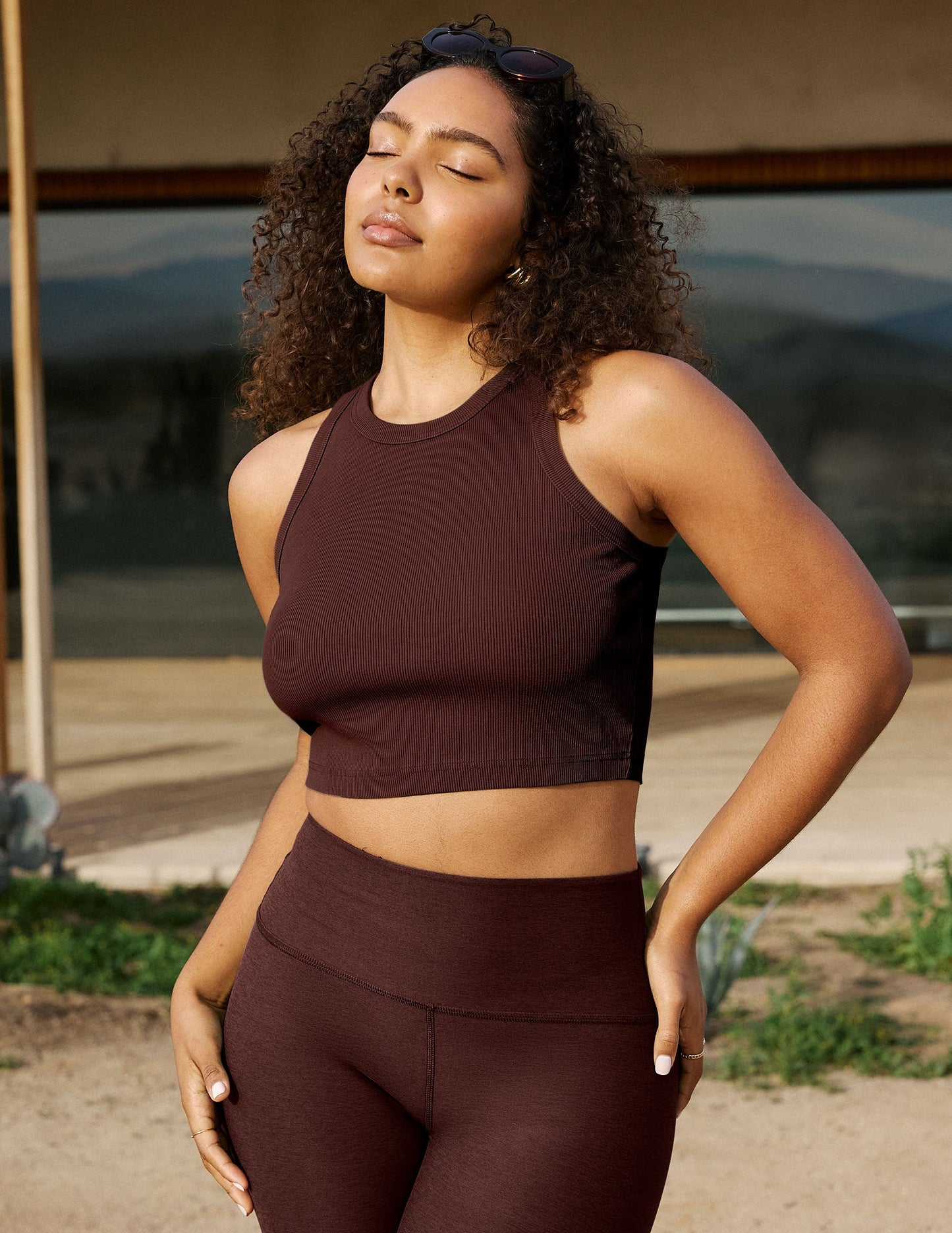 Beyond Yoga On Repeat Rib High Neck Cropped Tank