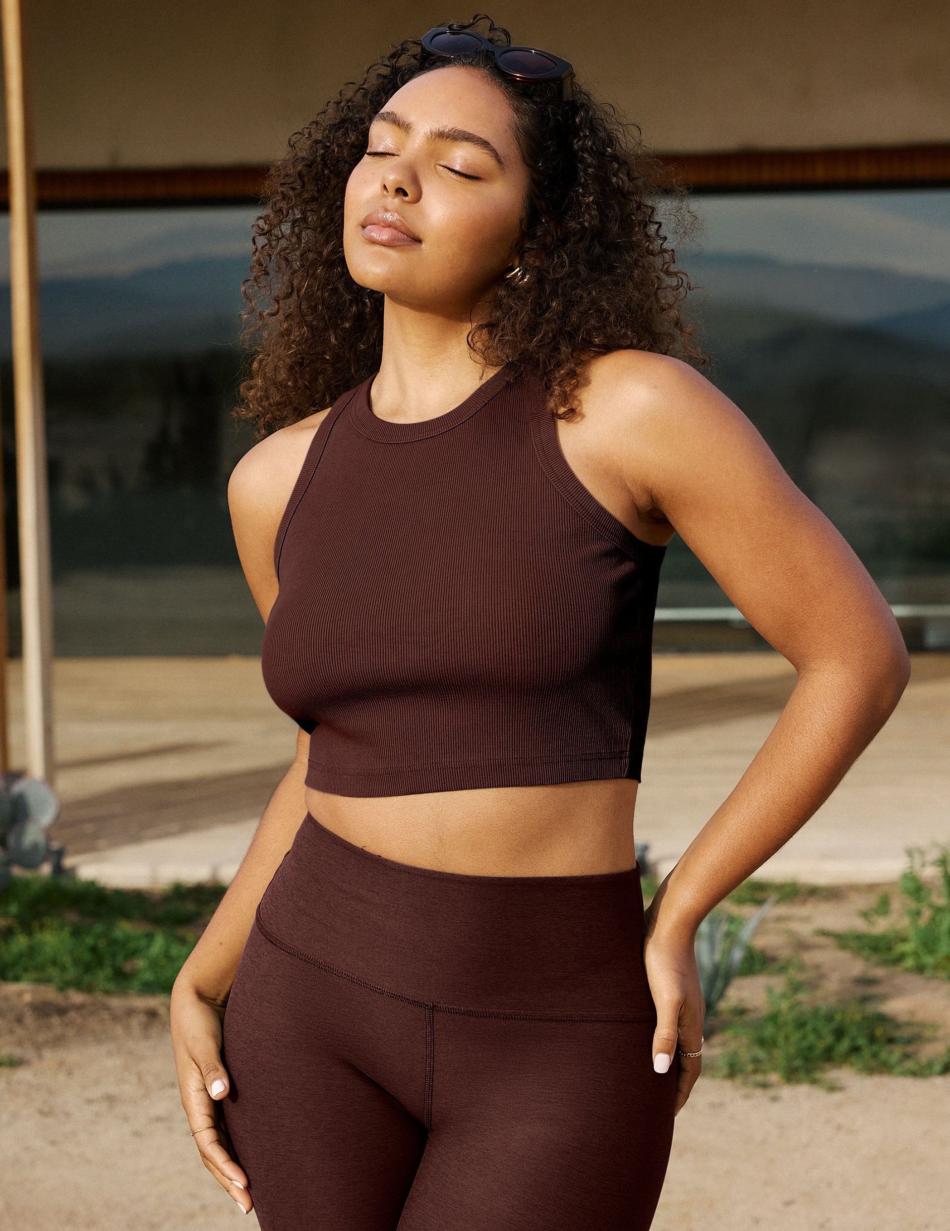 Beyond Yoga On Repeat Rib High Neck Cropped Tank
