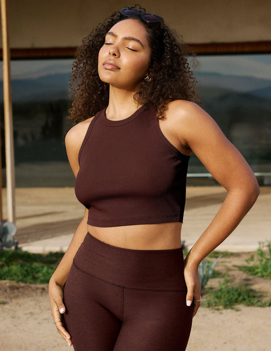 Beyond Yoga On Repeat Rib High Neck Cropped Tank