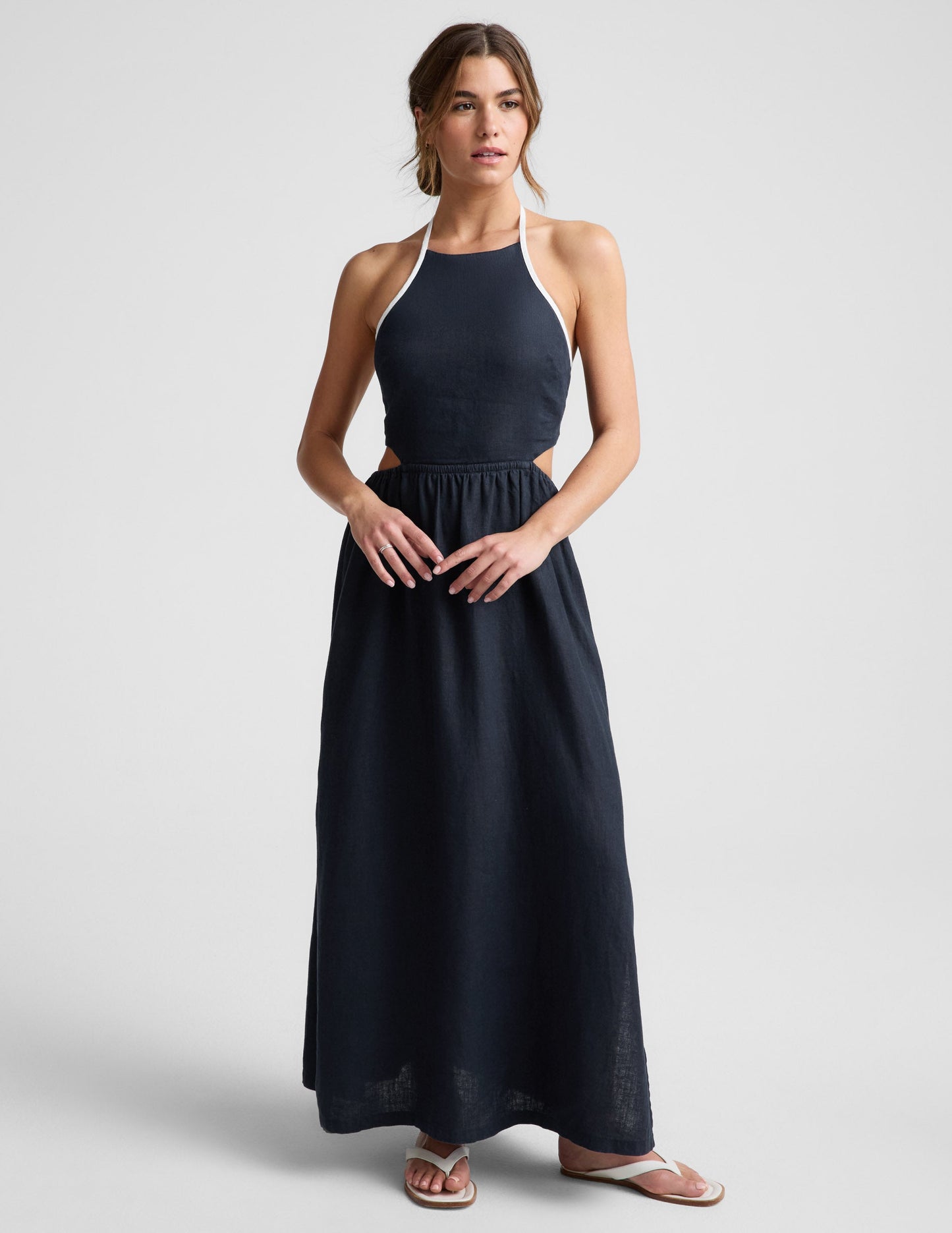 Beyond Yoga SoftWash Linen Halter Dress
