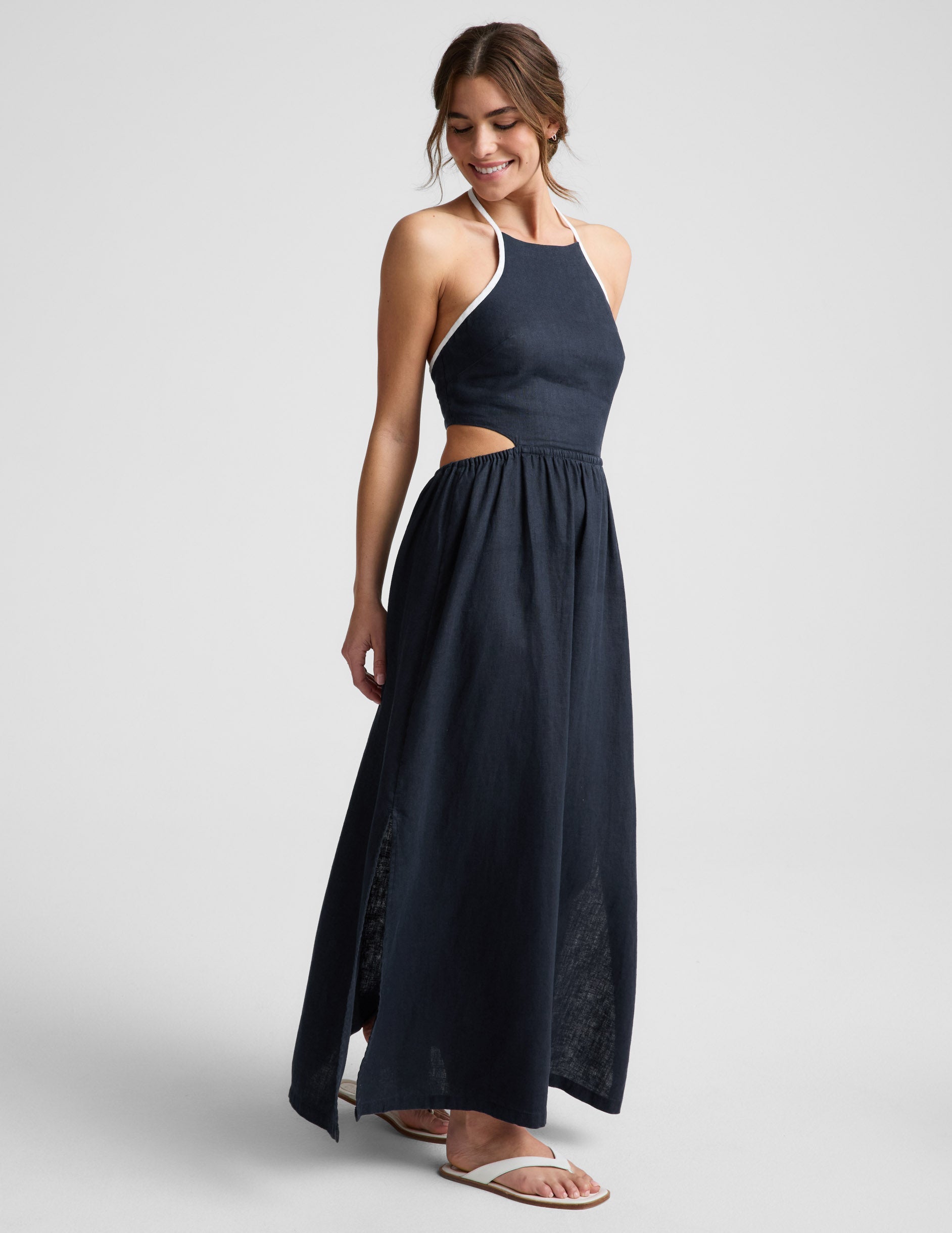 Beyond Yoga SoftWash Linen Halter Dress