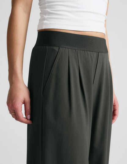 Beyond Yoga Wide Leg Elastic Waist Trouser Pants - Slate Green