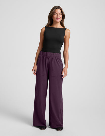 Beyond Yoga Women's Wide Leg Pull On Pants - Brilliant Blackberry
