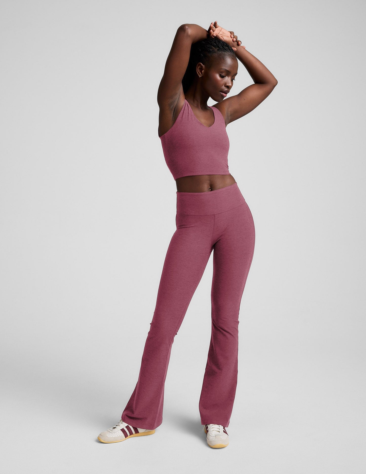 Beyond Yoga Women's Mid-Rise Bootcut Spacedye Pants - Smooth Mauve Heather