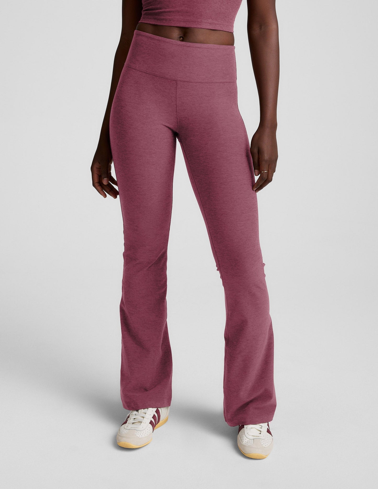 Beyond Yoga Women's Mid-Rise Bootcut Spacedye Pants - Smooth Mauve Heather