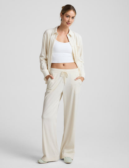Beyond Yoga Wide Leg Drawstring Corduroy Pants - Off White