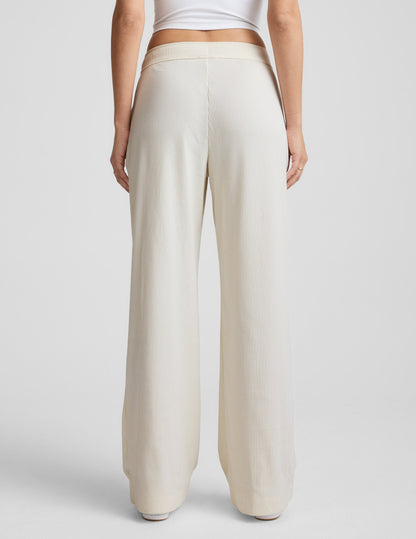 Beyond Yoga Wide Leg Drawstring Corduroy Pants - Off White