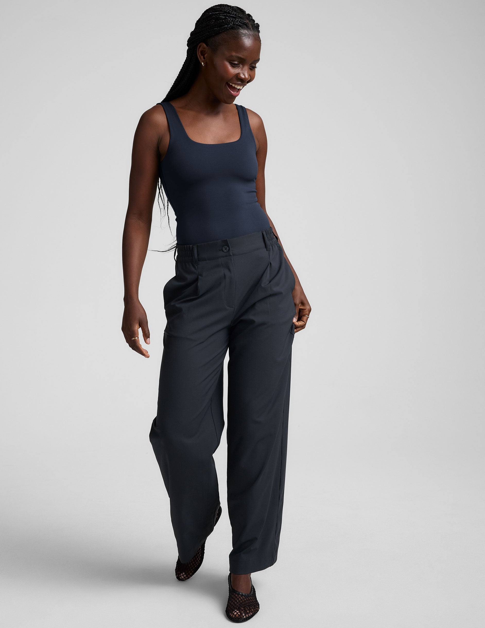 Beyond Yoga Women's Wide Leg Status Trousers - Navy