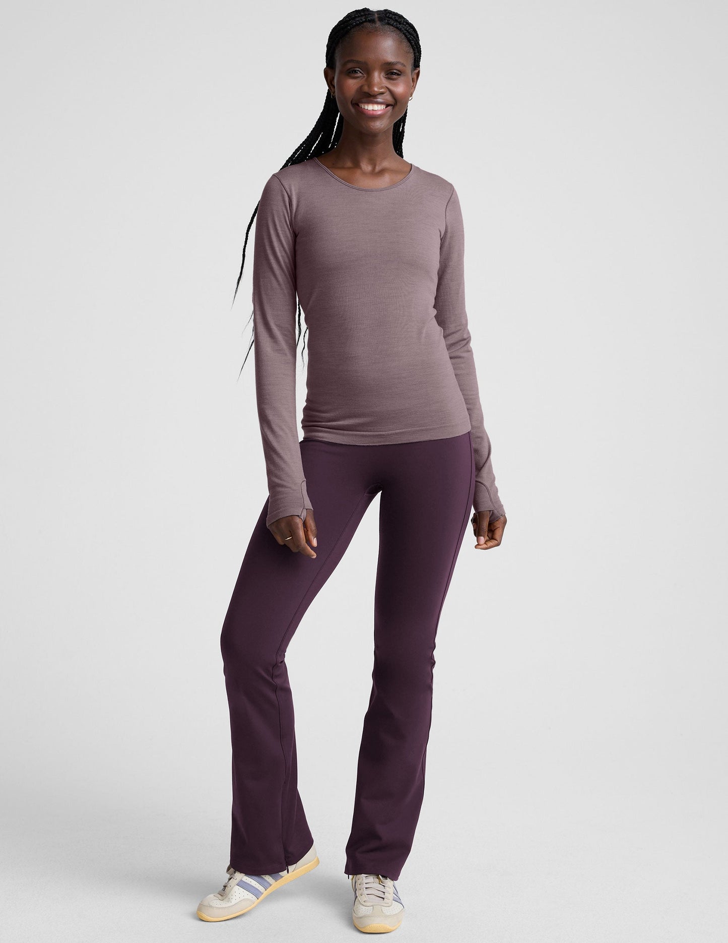 Beyond Yoga Women's Boot Cut Pacer Fleece Pants - Eggplant Purple