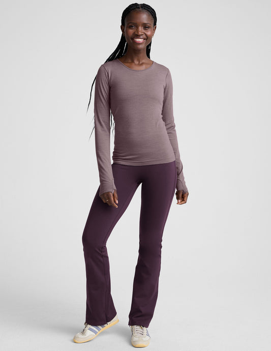 Beyond Yoga Women's Boot Cut Pacer Fleece Pants - Eggplant Purple