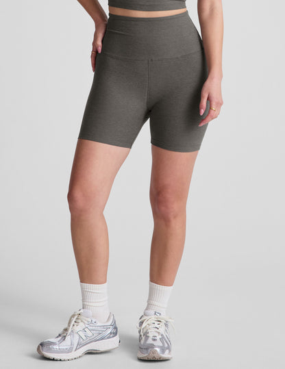 Beyond Yoga High Waisted 5" Spacedye Bike Shorts - True Gray Heather