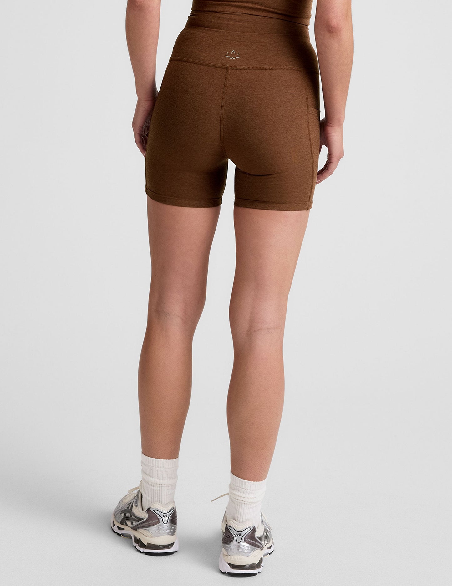 Beyond Yoga High Waisted Pocket Spacedye Shorts - Bold Mocha Heather