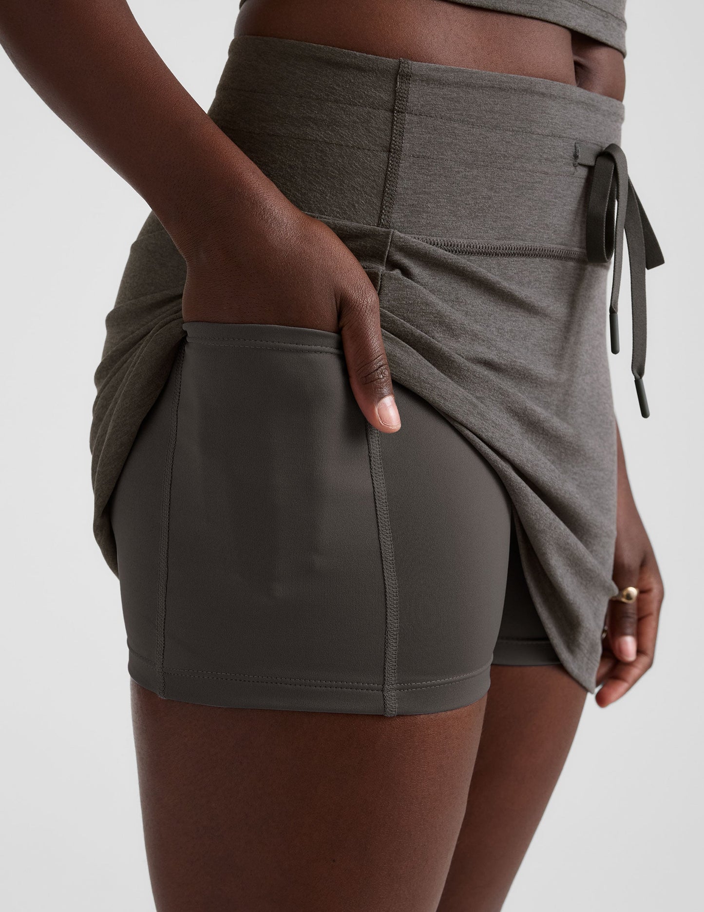Beyond Yoga A-Line High Waisted Spacedye Skirt - True Gray Heather