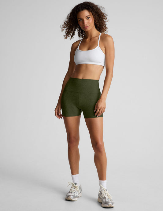 Beyond Yoga Women's High Waisted Spacedye Active Shorts - Army Green Heather