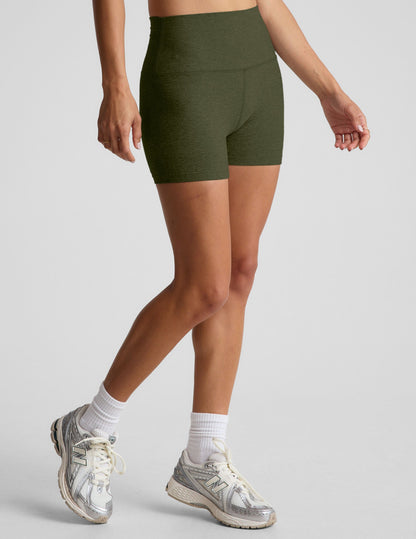 Beyond Yoga Women's High Waisted Spacedye Active Shorts - Army Green Heather