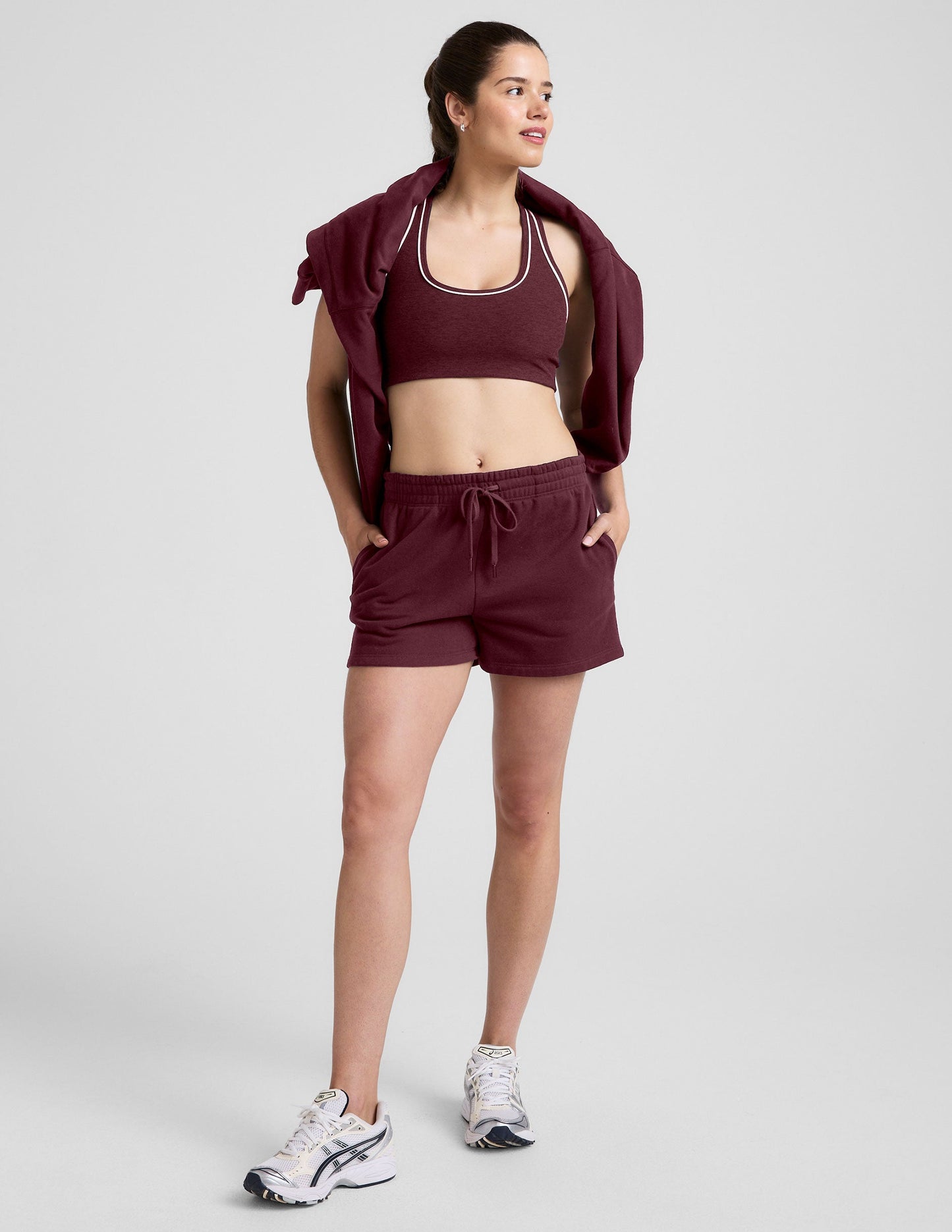 Beyond Yoga Relaxed Fit LuxeFleece Sweat Shorts - Dark Cherry