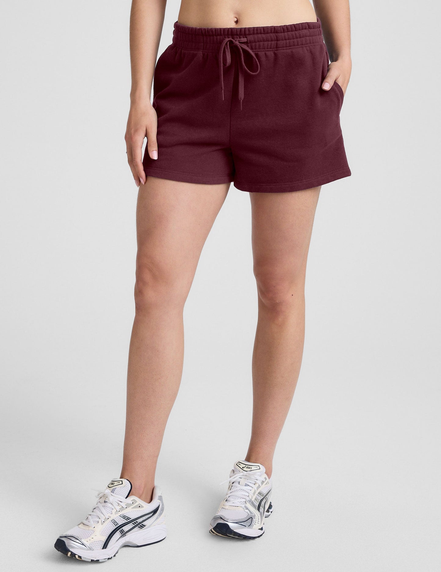 Beyond Yoga Relaxed Fit LuxeFleece Sweat Shorts - Dark Cherry