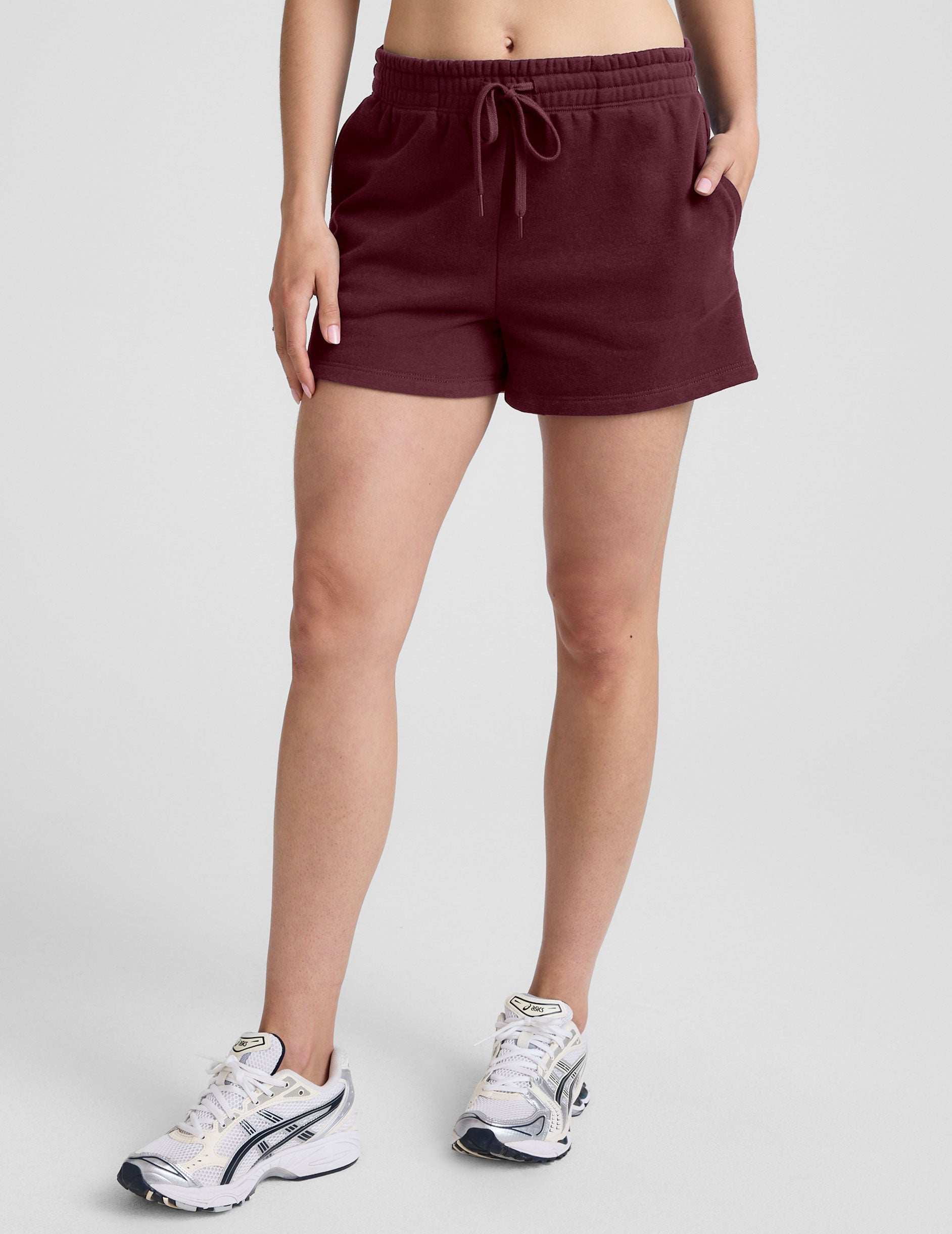 Beyond Yoga Relaxed Fit LuxeFleece Sweat Shorts - Dark Cherry