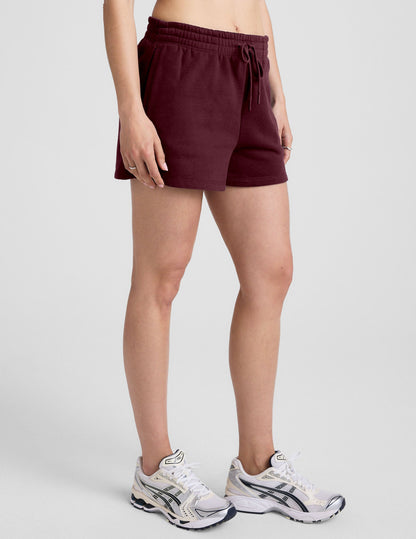 Beyond Yoga Relaxed Fit LuxeFleece Sweat Shorts - Dark Cherry